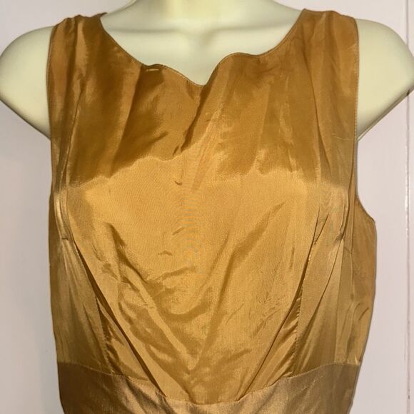 Vintage 50s/60s Saks Fifth Avenue gold dress outfit with bow on front - Picture 9 of 13